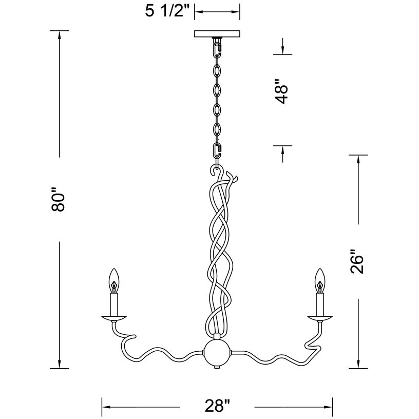 Rizo 6 Light 28 inch Oil Rubbed Bronze Chandelier Ceiling Light