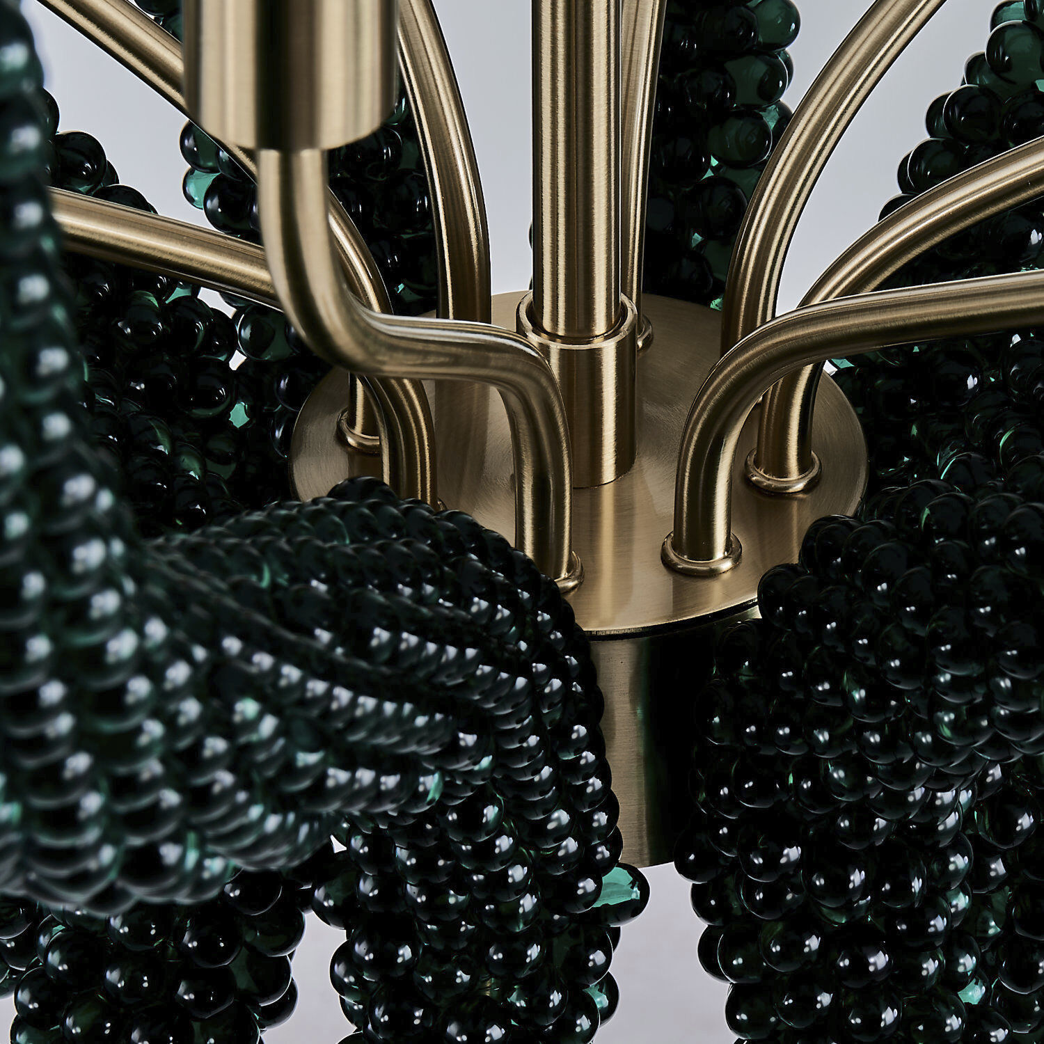 Coral 8 Light 30 inch Brushed Champagne Gold Chandelier Ceiling Light in Green