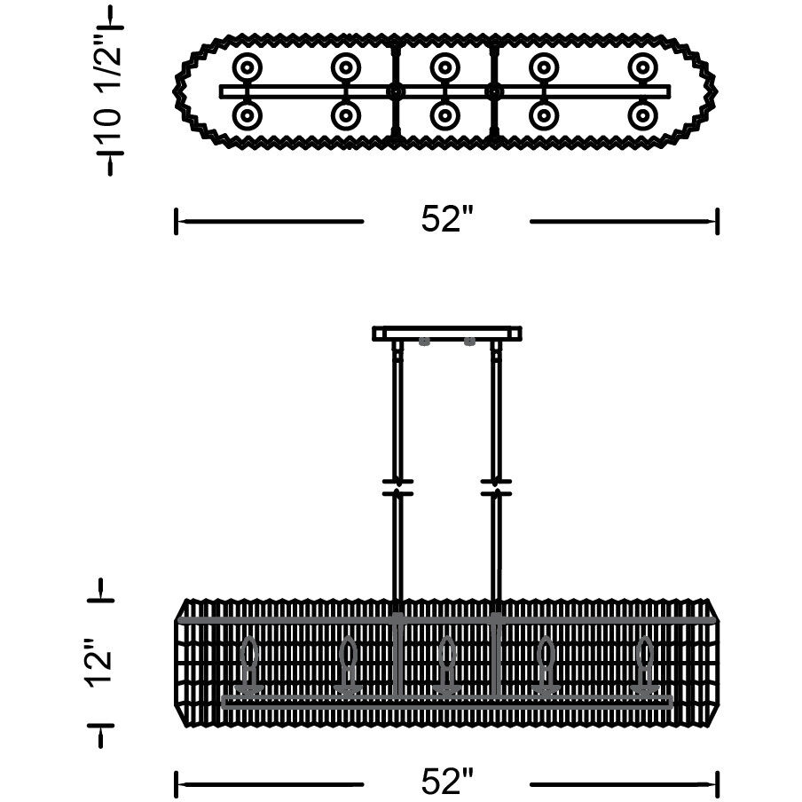 Fractal 10 Light 10.5 inch Oxidized Gold Leaf Linear Pendant Ceiling Light