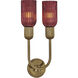Verde 2 Light 10 inch Satin Brass Wall Sconce Wall Light in Magenta