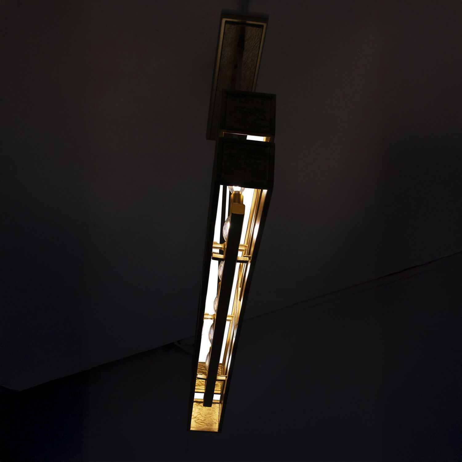 Dos 6 Light 4 inch Rustic Gold and Brushed Gold Linear Pendant Ceiling Light