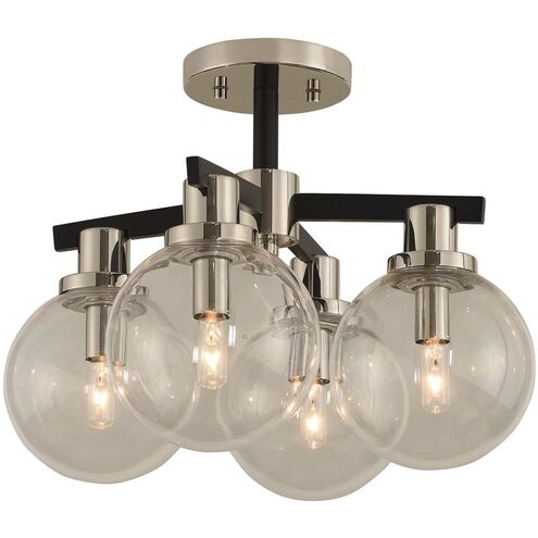 Cameo 4 Light 16 inch Matte Black Finish with Nickel Accents Semi Flush Mount Ceiling Light in Matte Black with Nickel Accents