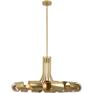 Ribbon 12 Light 36 inch Bright Gold Leaf Pendant Ceiling Light