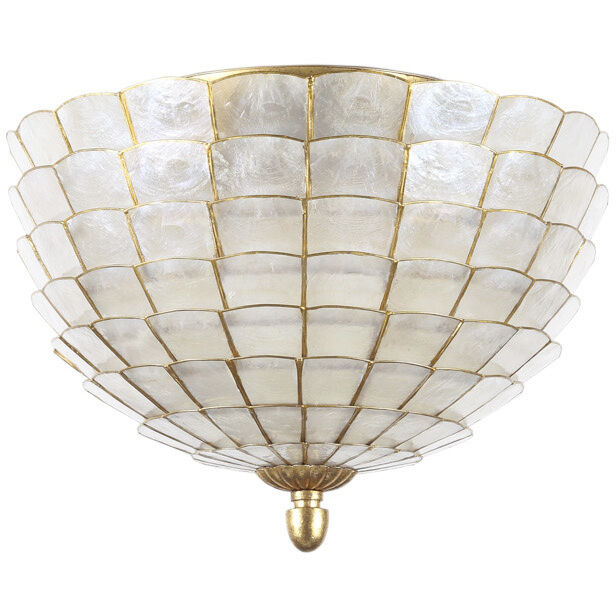 Samal 3 Light 16 inch Oxidized Gold Leaf Flush Mount Ceiling Light