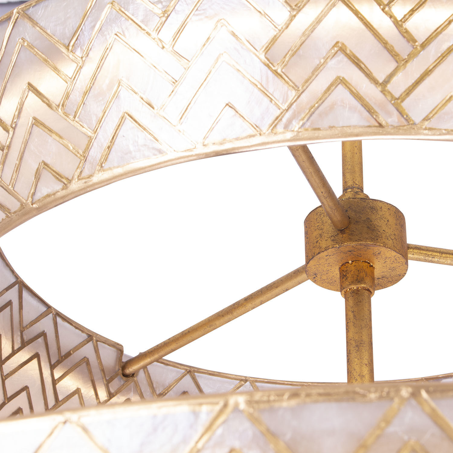 Geo 27 inch Oxidized Gold Leaf Pendant Ceiling Light