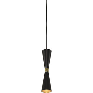 Milo LED 5 inch Black and Vintage Brass Mini Pendant Ceiling Light