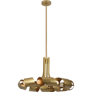 Ribbon 9 Light 28 inch Bright Gold Leaf Pendant Ceiling Light