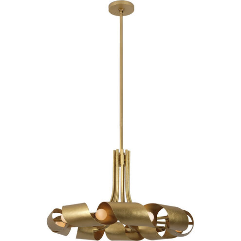 Ribbon 9 Light 28 inch Bright Gold Leaf Pendant Ceiling Light