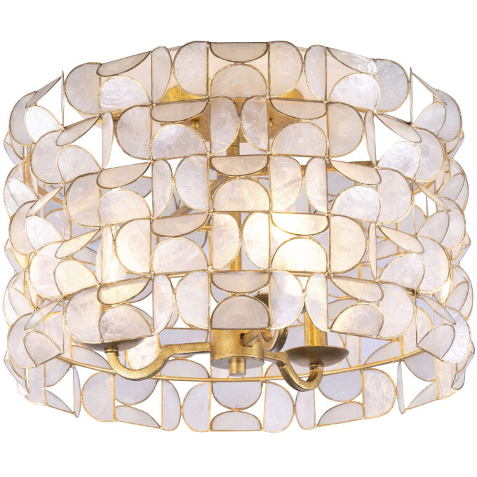 Crescent 3 Light 17 inch Oxidized Gold Leaf Flush Mount Ceiling Light