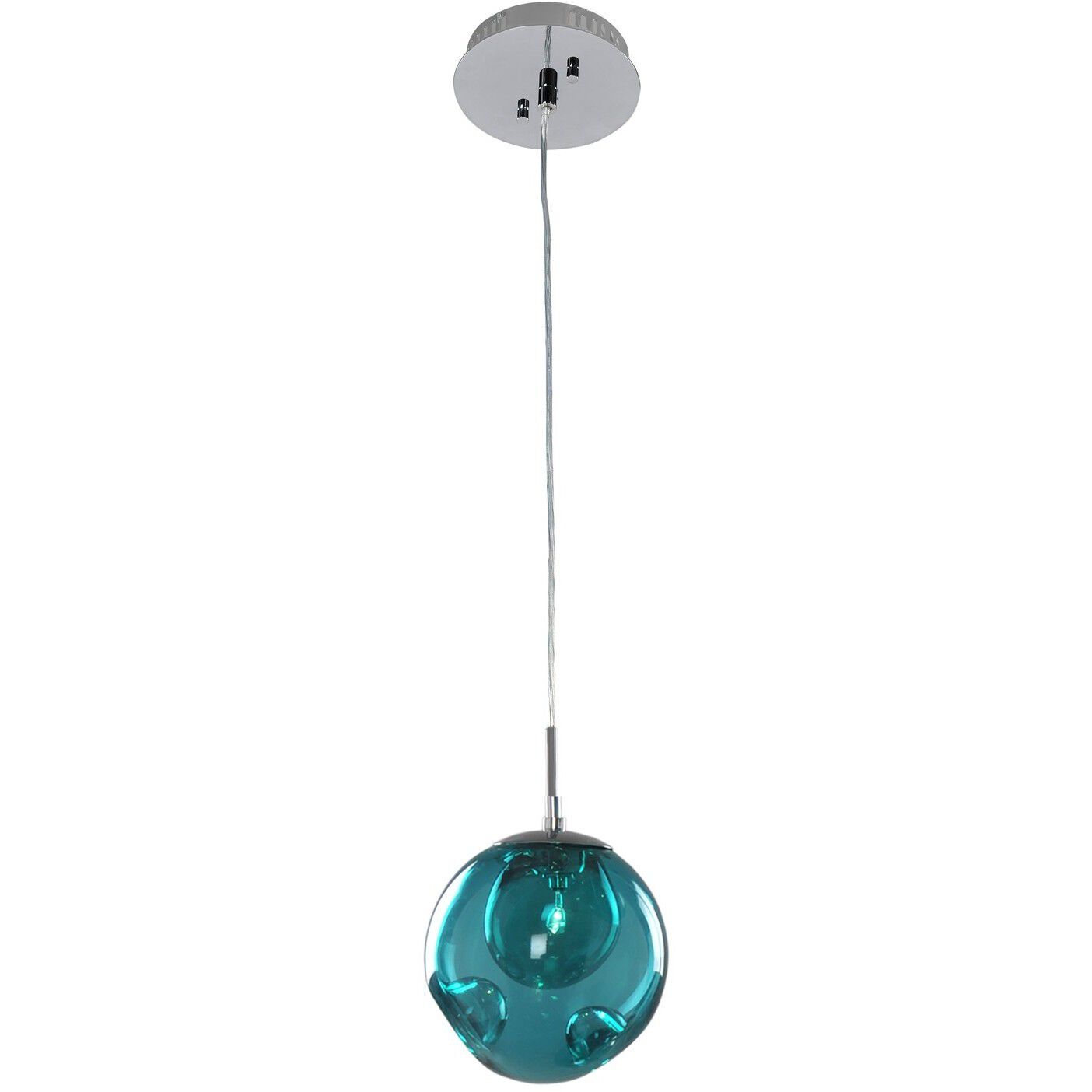 Meteor 1 Light 6 inch Chrome Mini Pendant Ceiling Light in Aqua