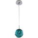Meteor 1 Light 6 inch Chrome Mini Pendant Ceiling Light in Aqua