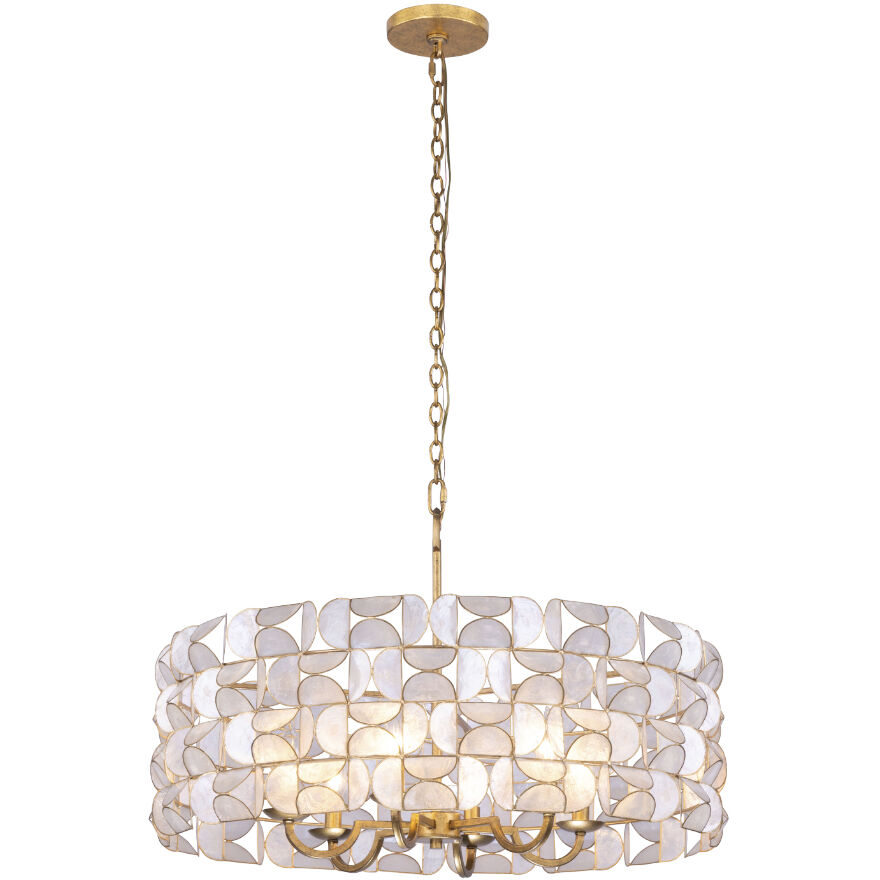 Crescent 6 Light 28 inch Oxidized Gold Leaf Pendant Ceiling Light