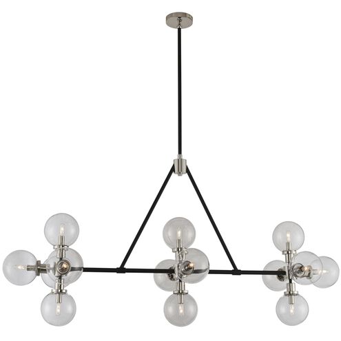 Cameo 14 Light 60 inch Matte Black Finish With Nickel Accents Island Light Ceiling Light