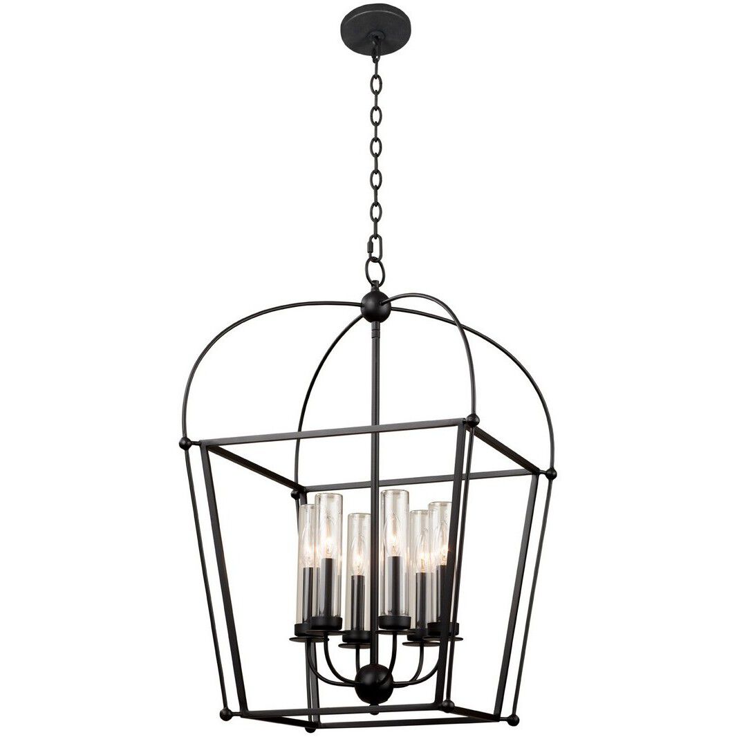 Sutter 6 Light 27 inch Smooth Matte Black Pendant Lantern Ceiling Light
