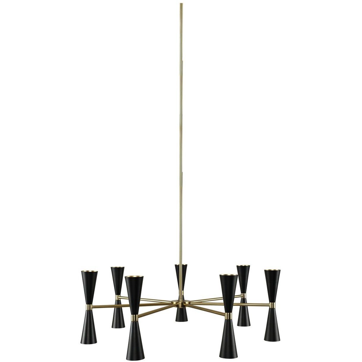 Milo LED 35 inch Black and Vintage Brass Chandelier Ceiling Light, 7 Arm