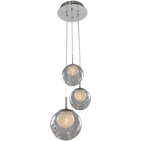 Meteor 3 Light 10 inch Chrome Pendant Ceiling Light in Clear
