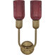 Verde 2 Light 10 inch Satin Brass Wall Sconce Wall Light in Magenta