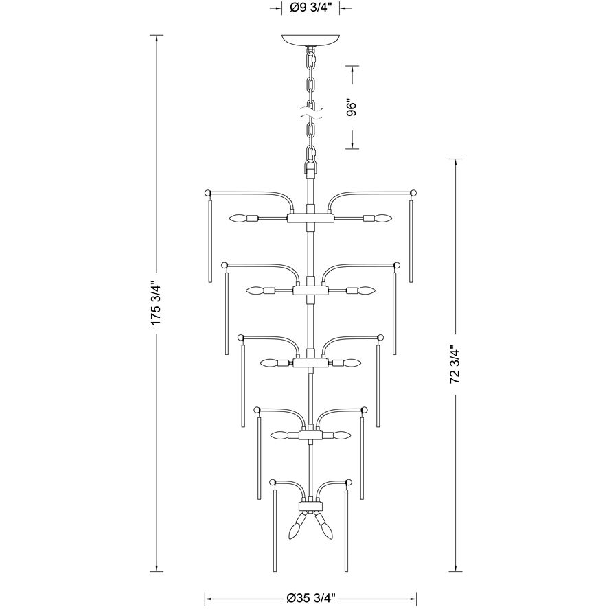 Adorn 40 Light 35.75 inch Vintage Brass Chandelier Ceiling Light