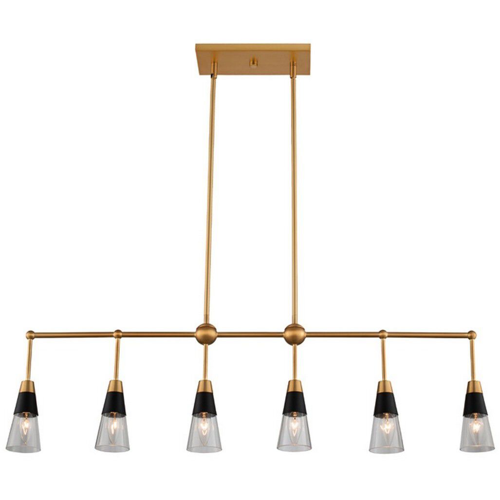 Ponti Island Linear Ceiling Light in Matte Black With New Brass