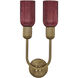 Verde 2 Light 10 inch Satin Brass Wall Sconce Wall Light in Magenta