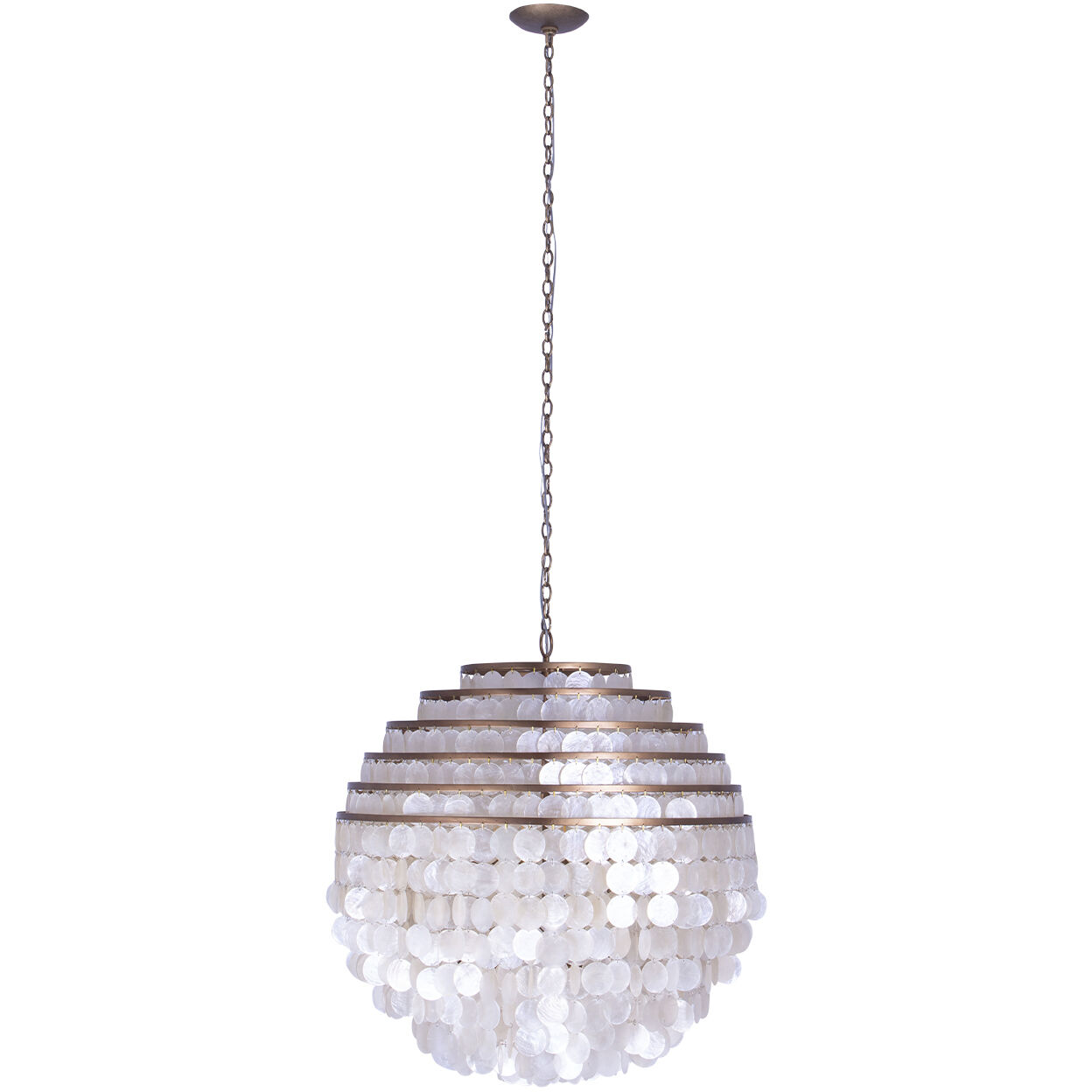 Sphere 6 Light 28 inch Pearlized Antique Brass Pendant Ceiling Light
