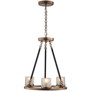 Library LED 15 inch Library Brass Chandelier Ceiling Light