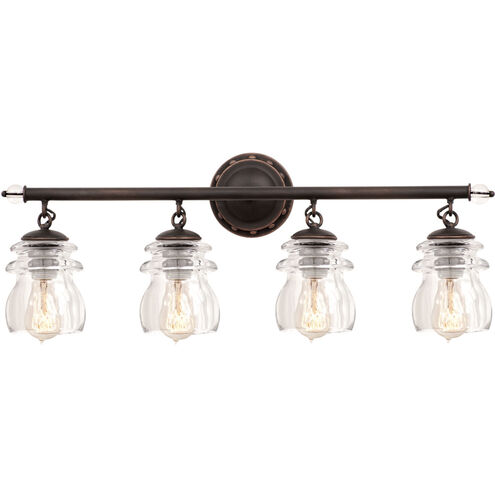 Brierfield 4 Light 28 inch Antique Copper Bath Vanity Wall Light