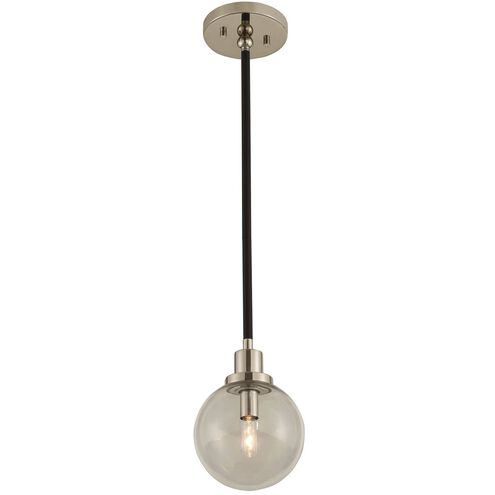 Cameo 1 Light 6 inch Matte Black With Nickel Accents Mini Pendant Ceiling Light