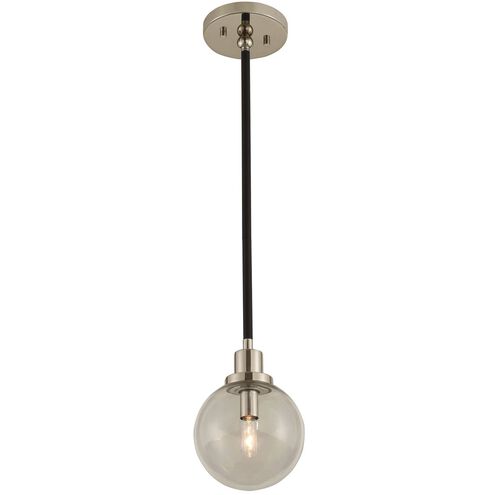 Cameo 1 Light 6 inch Matte Black Finish with Nickel Accents Mini Pendant Ceiling Light in Matte Black with Nickel Accents