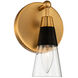Ponti 1 Light 6 inch Matte Black with New Brass Bath Wall Sconce Wall Light