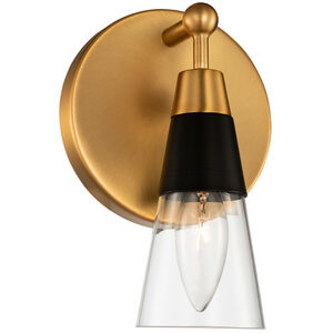 Ponti 1 Light 6 inch Matte Black with New Brass Bath Vanity Wall Light