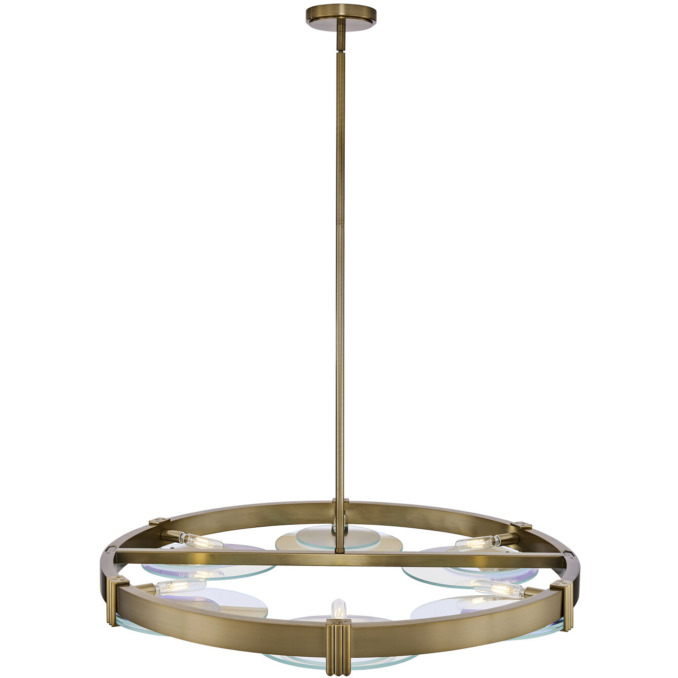 Optics 6 Light 36 inch Winter Brass Chandelier Ceiling Light