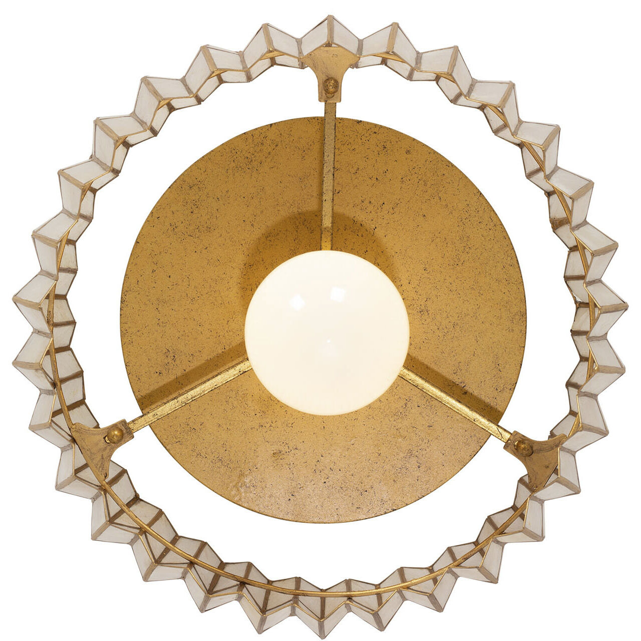Fractal 1 Light 14 inch Oxidized Gold Leaf Semi Flush Mount Ceiling Light