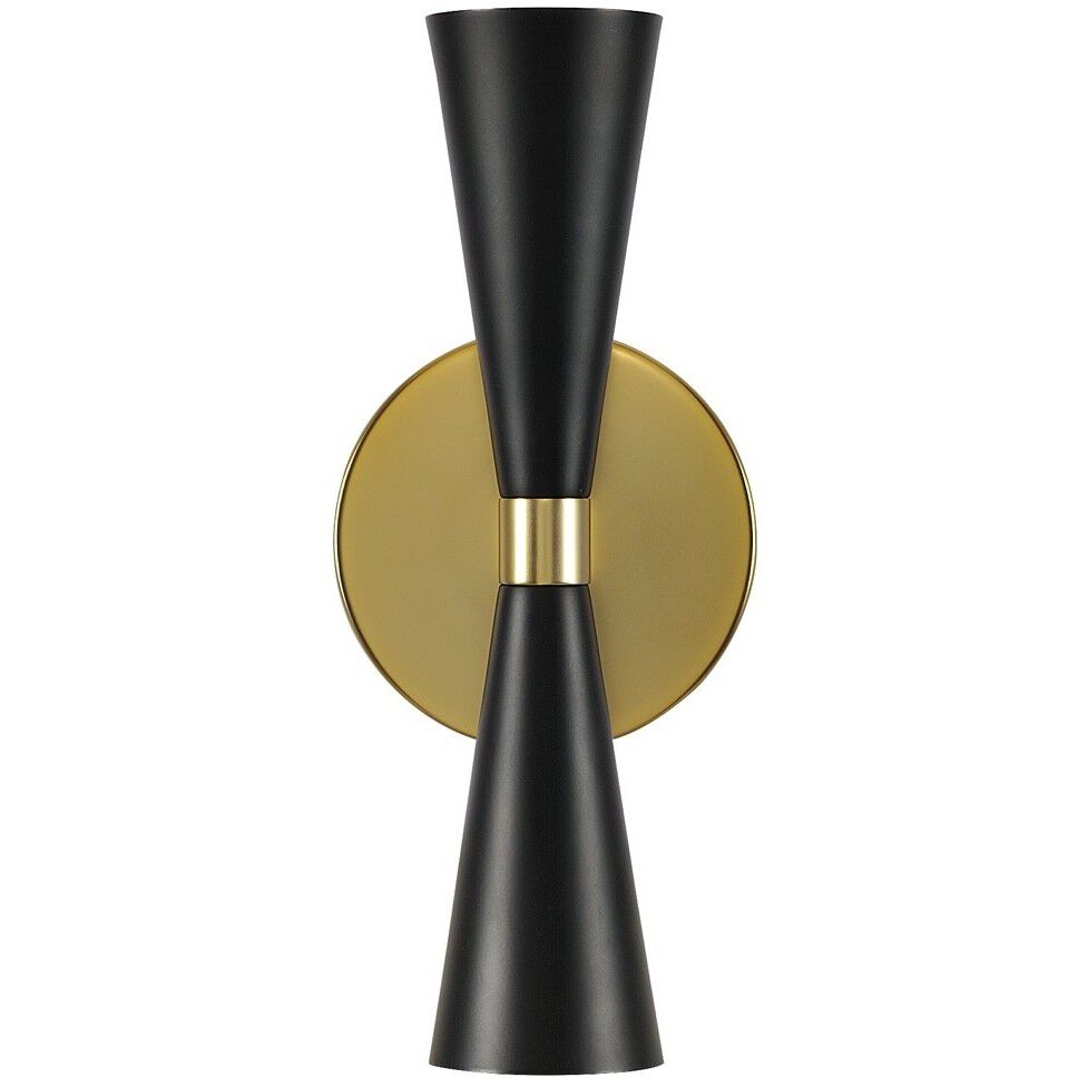 Milo Wall Sconce Wall Light in Black and Vintage Brass