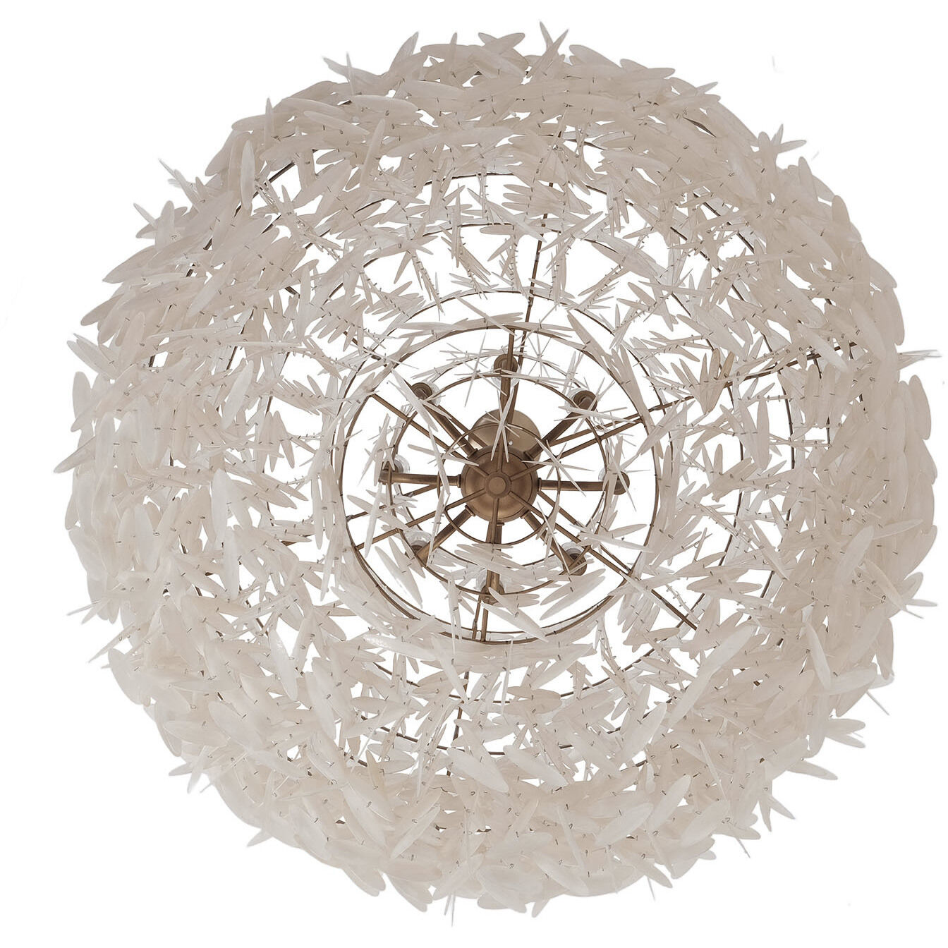 Sphere 8 Light 36 inch Pearlized Antique Brass Pendant Ceiling Light