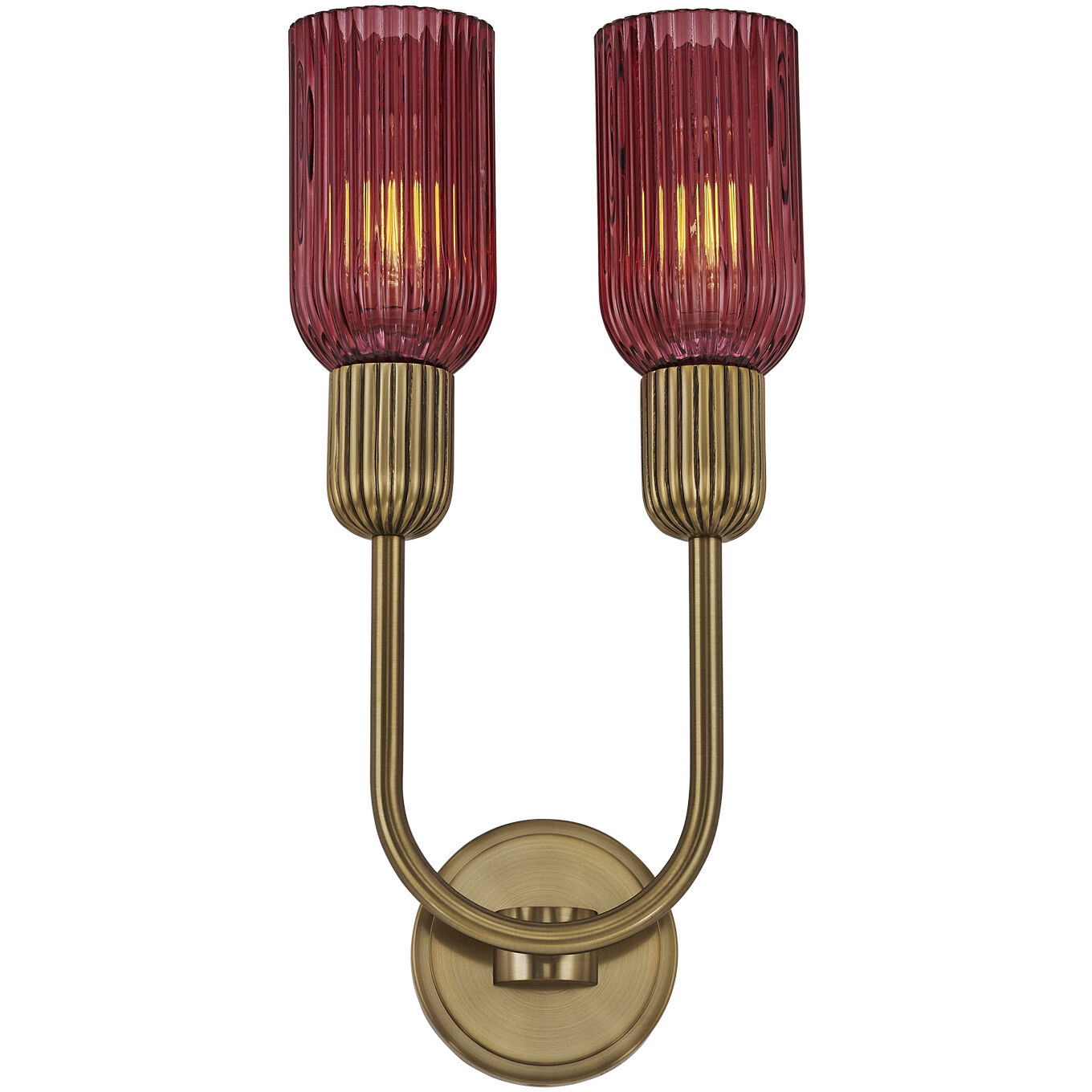 Verde 2 Light 10 inch Satin Brass Wall Sconce Wall Light in Magenta
