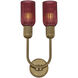 Verde 2 Light 10 inch Satin Brass Wall Sconce Wall Light in Magenta