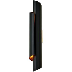 Piaga 2 Light 4 inch Matte Black and Polished Brass Wall Sconce Wall Light