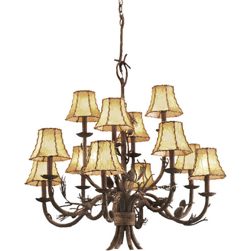 Ponderosa 12 Light 35 inch Ponderosa Chandelier Ceiling Light in Without Glass, Leather-wrapped