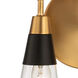 Ponti 4 Light 19 inch Matte Black with New Brass Bath Vanity Light Wall Light