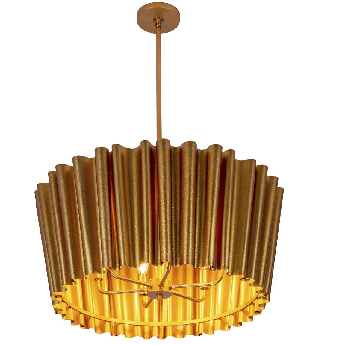 Ripple 6 Light 27.25 inch Bright Gold Leaf Pendant Ceiling Light