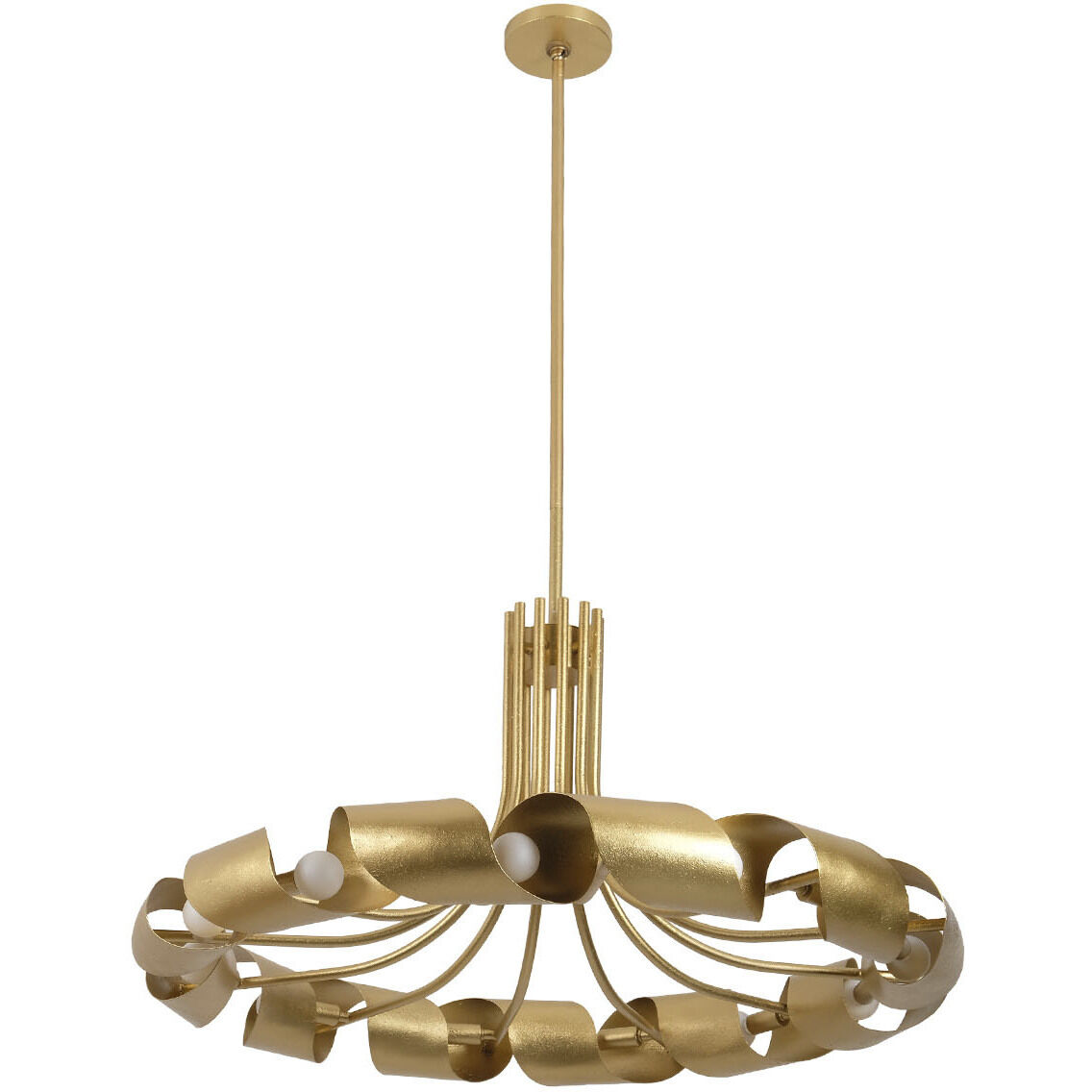 Ribbon 12 Light 36 inch Bright Gold Leaf Pendant Ceiling Light