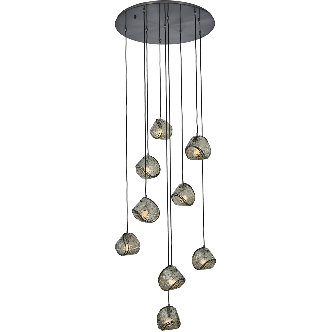 Pallina 9 Light 32 inch Satin Black Nickel Chandelier Ceiling Light in Smoked