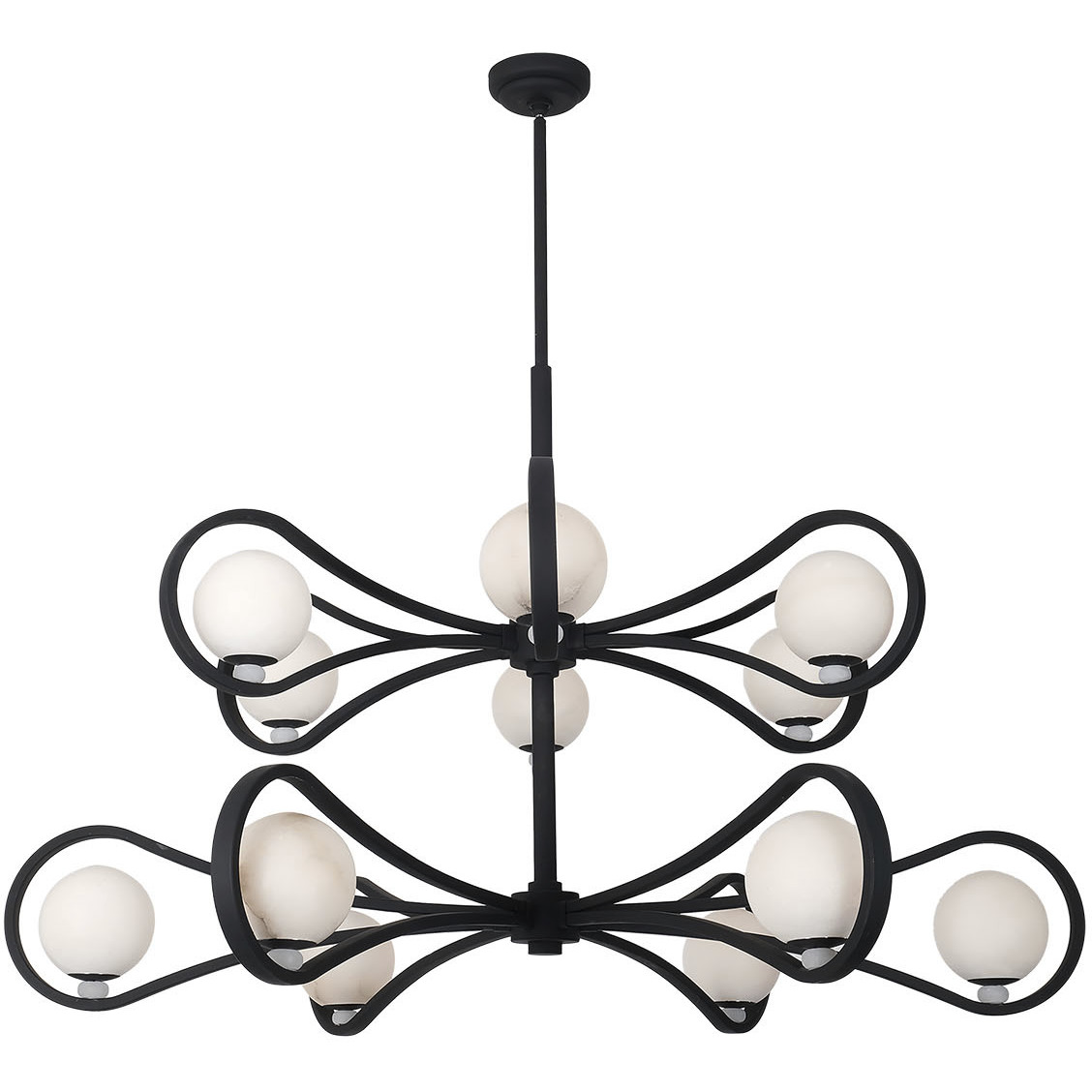Elliptical 12 Light 48 inch Matte Black Pendant Ceiling Light