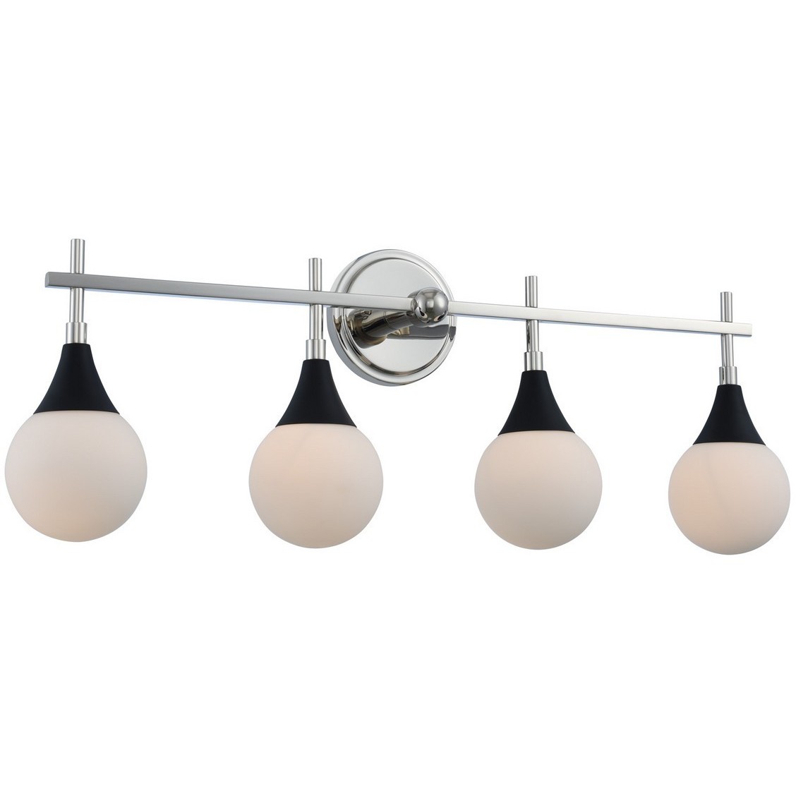Bogart 4 Light 31 inch Matte Black with Polished Nickel Bath Vanity Light Wall Light