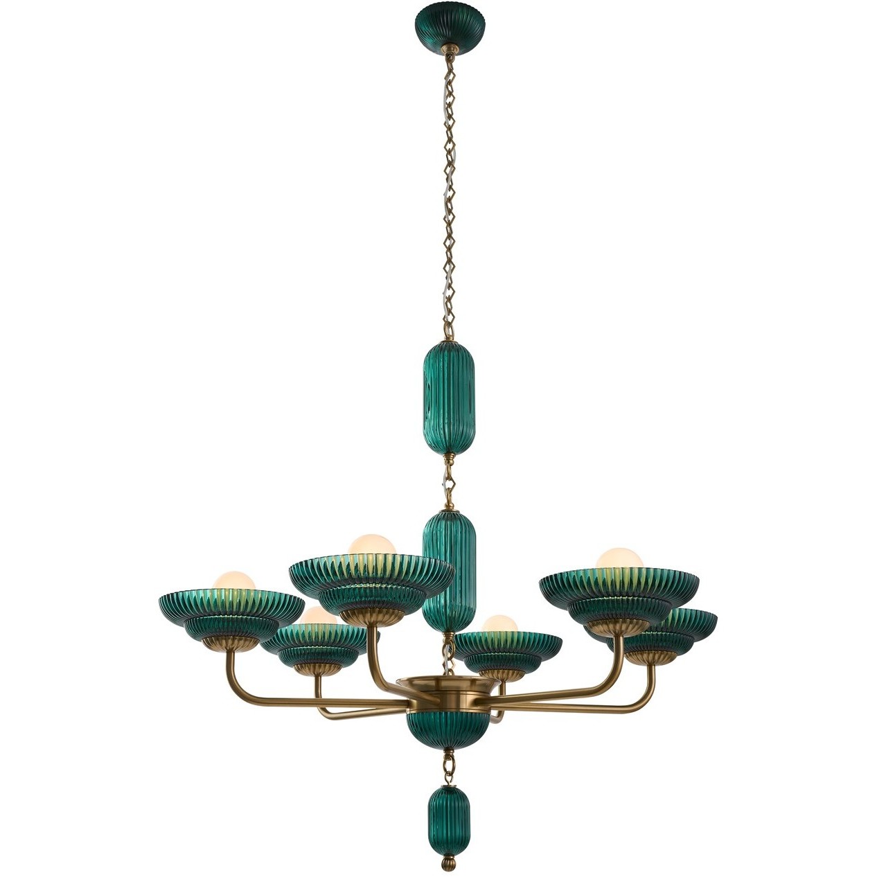 Kalco 519671STB Verde 6 Light 40 inch Satin Brass Chandelier