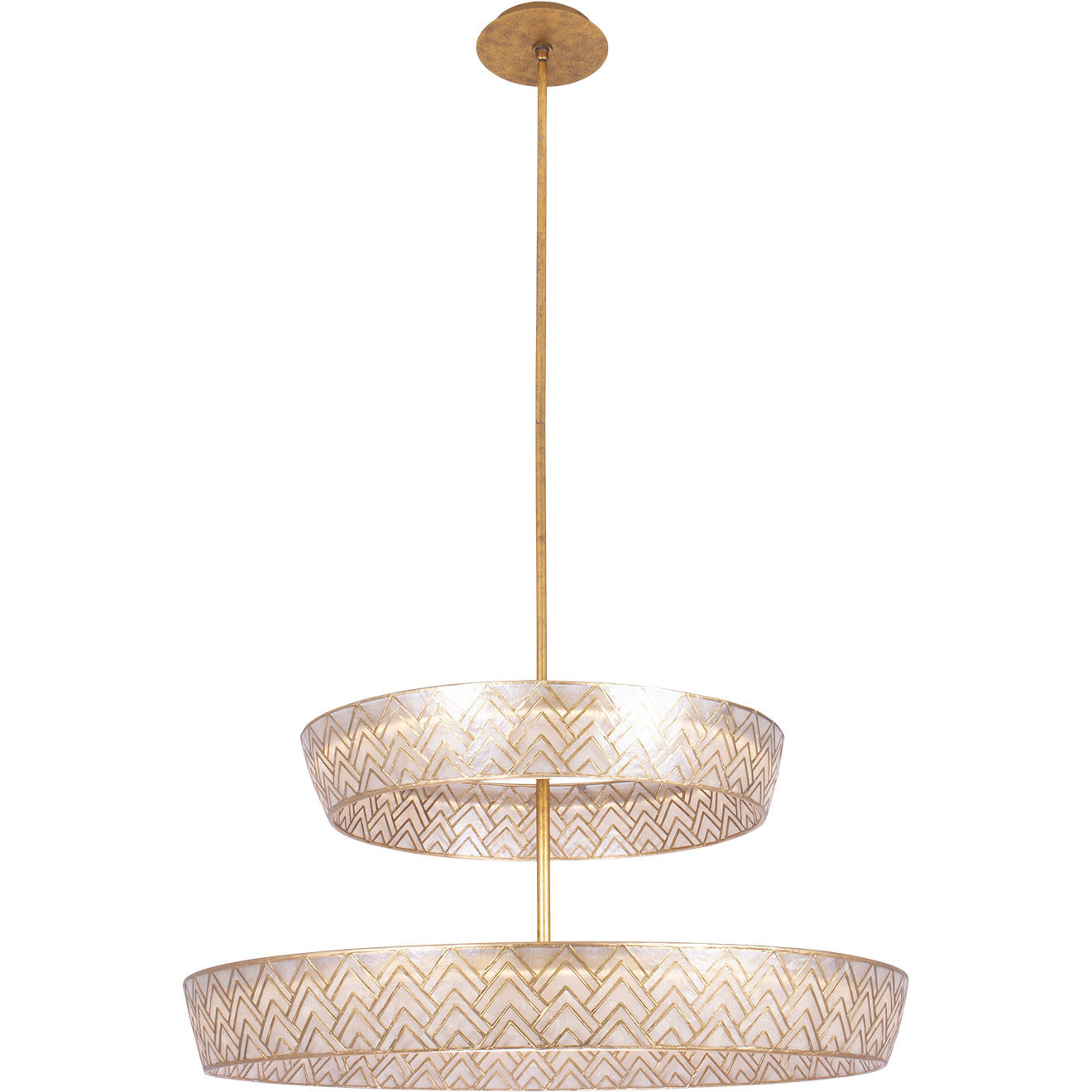 Geo 39 inch Oxidized Gold Leaf Pendant Ceiling Light