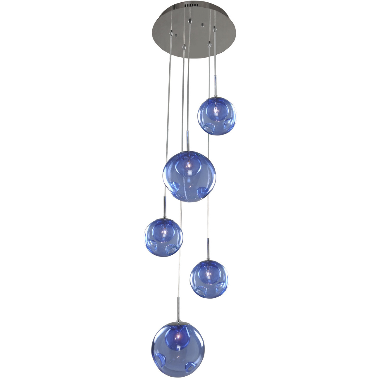 Kalco 309541CH/SAPPH Meteor 5 Light 15 inch Chrome Pendant
