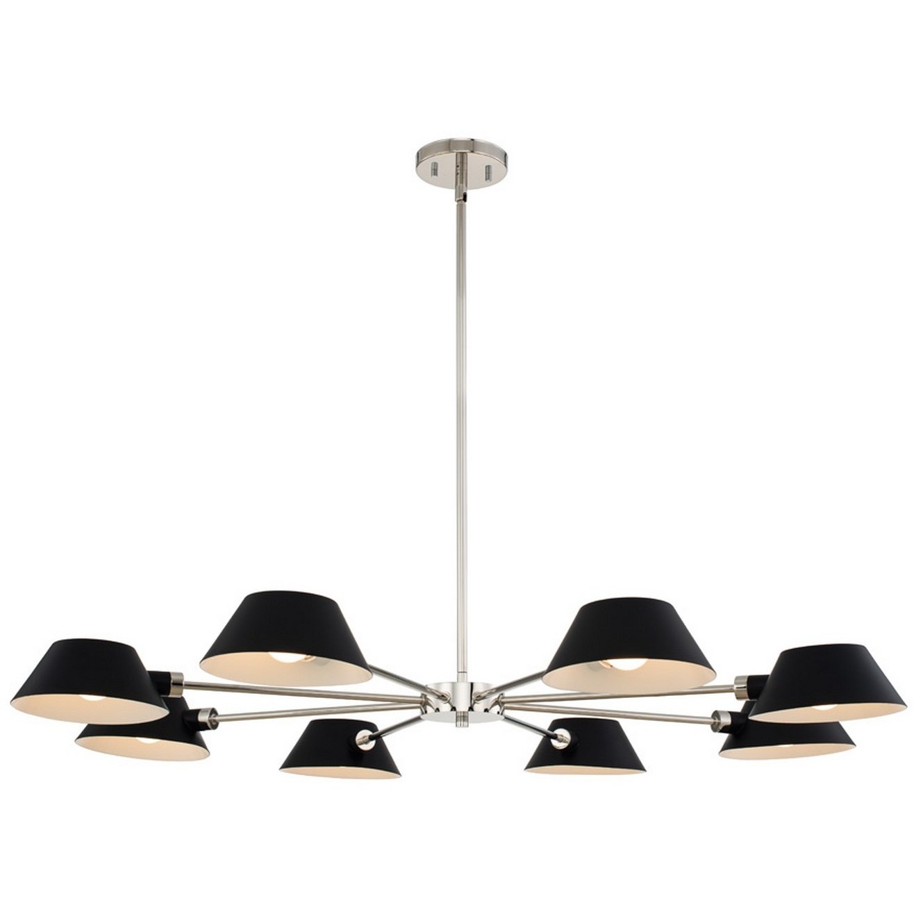 Bruno 8 Light 42 inch Matte Black with Polished Nickel Chandelier Ceiling Light