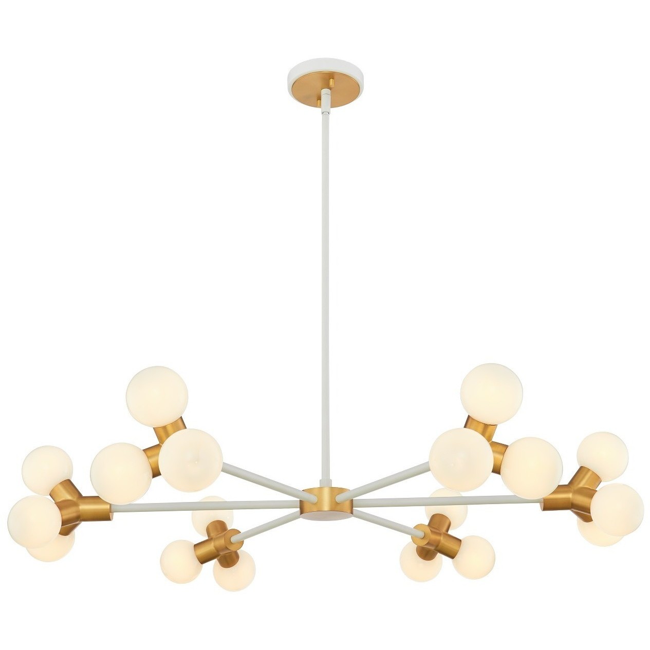 Tres 18 Light 36 inch White and New Brass Chandelier Ceiling Light